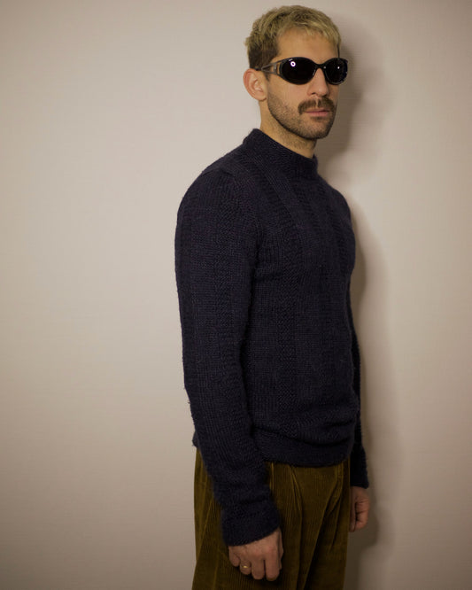 Wool Blend Neck Zip Knit (M)