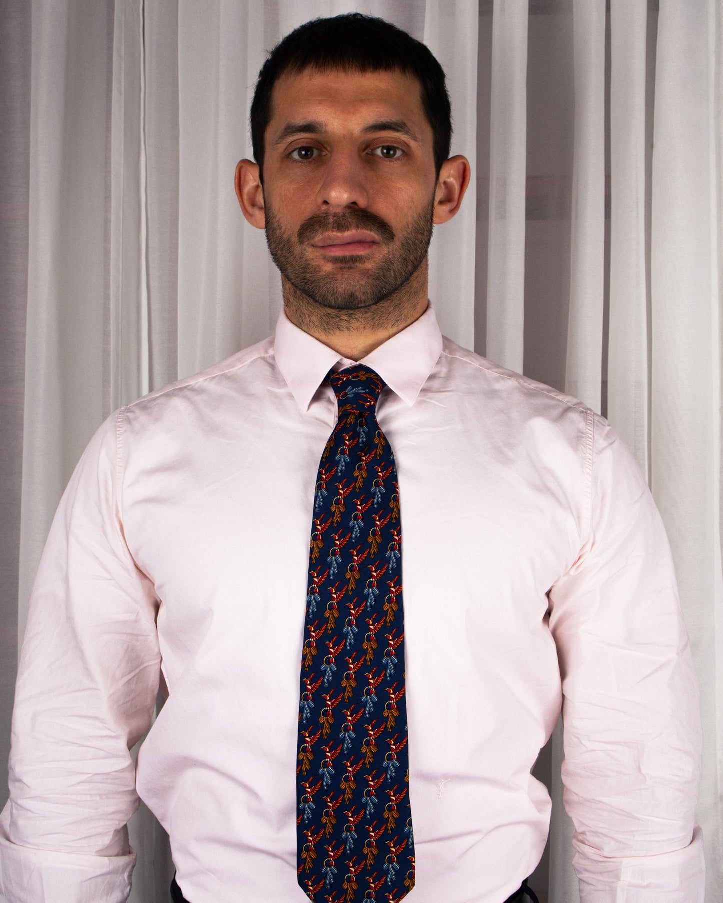 Novelty Bird Print Silk Necktie