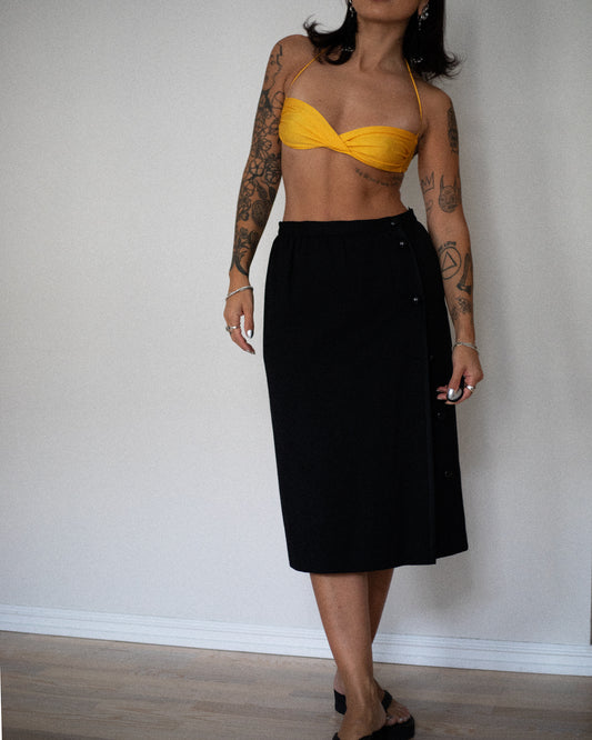 Vintage Valentino Miss V wool skirt in black, size M – minimalist Italian design from the 1990s