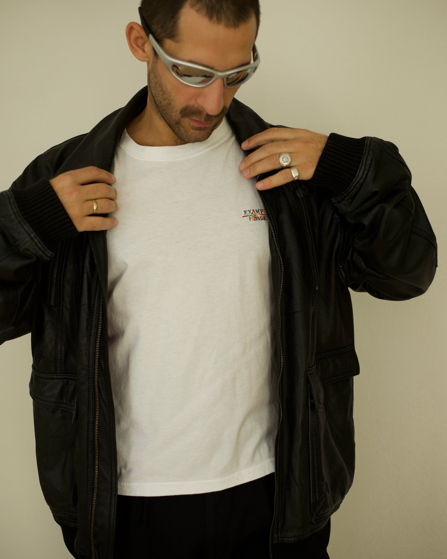 Vintage Giorgio Armani leather jacket in black, designer Italian menswear