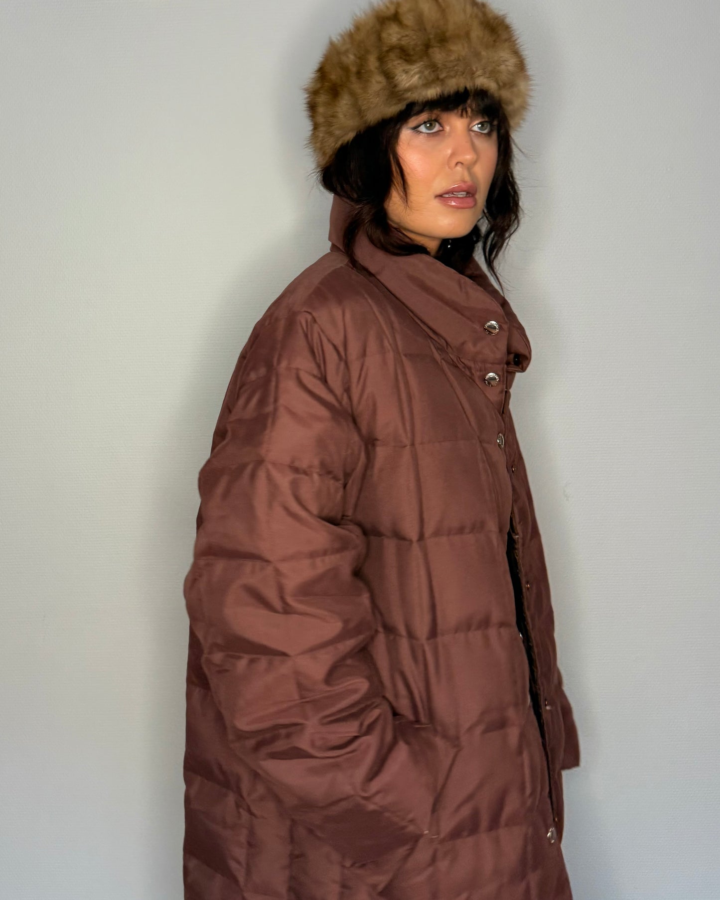 Chocolate Block Quilted Coat (L)