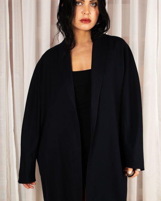 Navy Wool Kimono Jacket (XS)