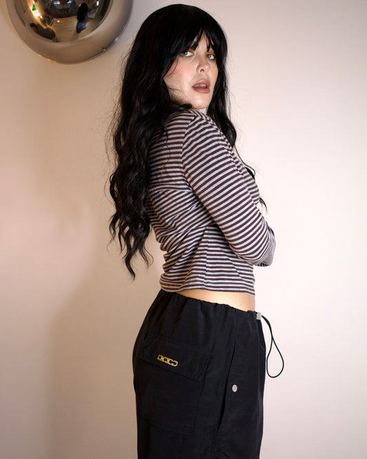 Striped Cotton Long-Sleeve Top (M)