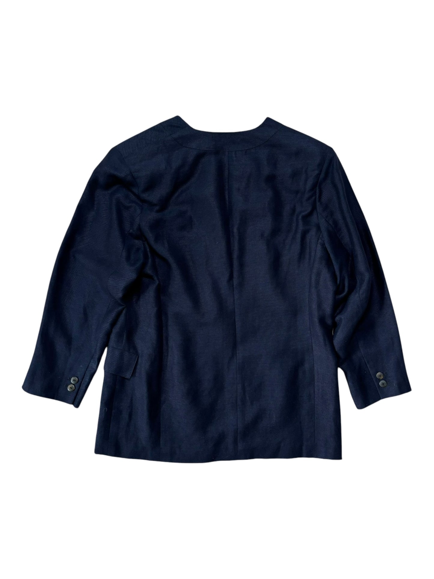 Rear view of navy Missoni Donna collarless blazer