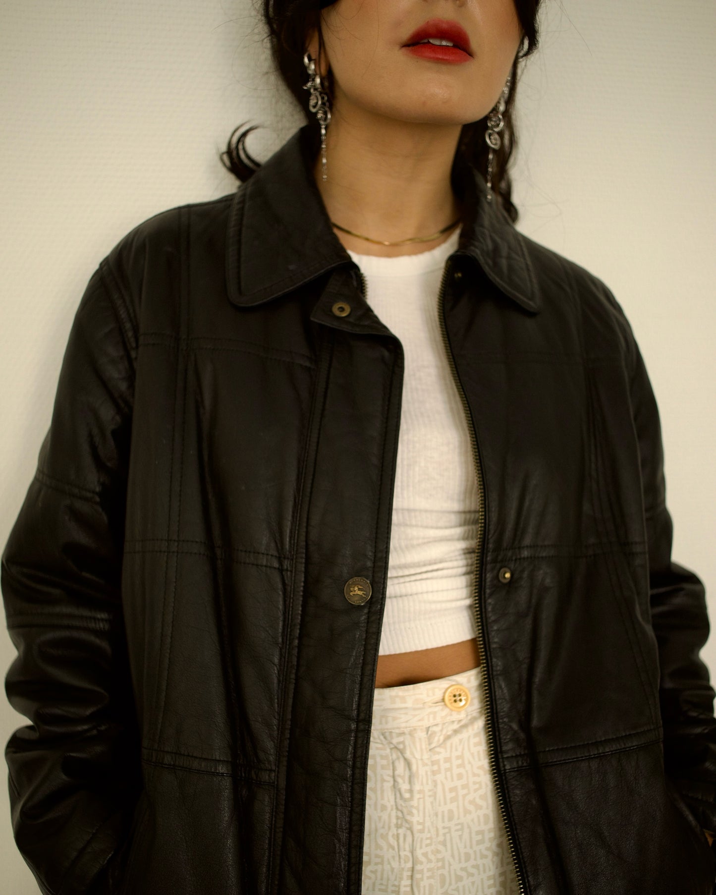 Vintage Burberry leather jacket, soft brown leather, classic luxury outerwear,