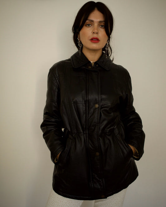 Vintage Burberry leather jacket, soft brown leather, classic luxury outerwear,