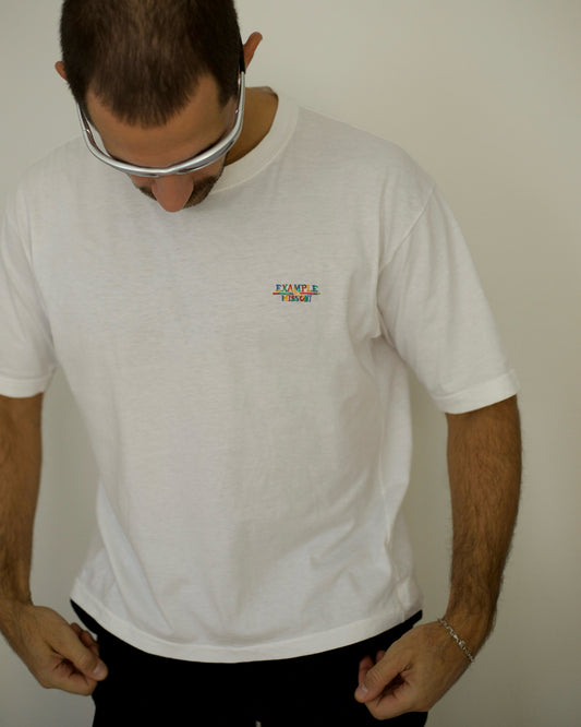 Vintage Missoni white T-shirt, soft cotton, classic fit, Italian designer fashion