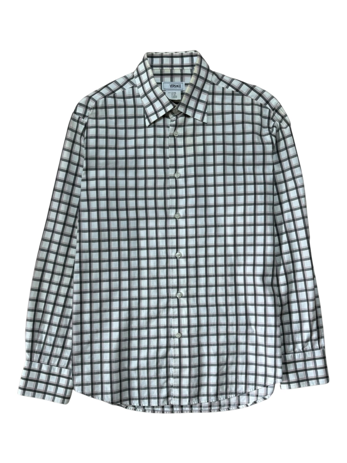 Classic Versace checkered button-up shirt – luxury vintage fashion