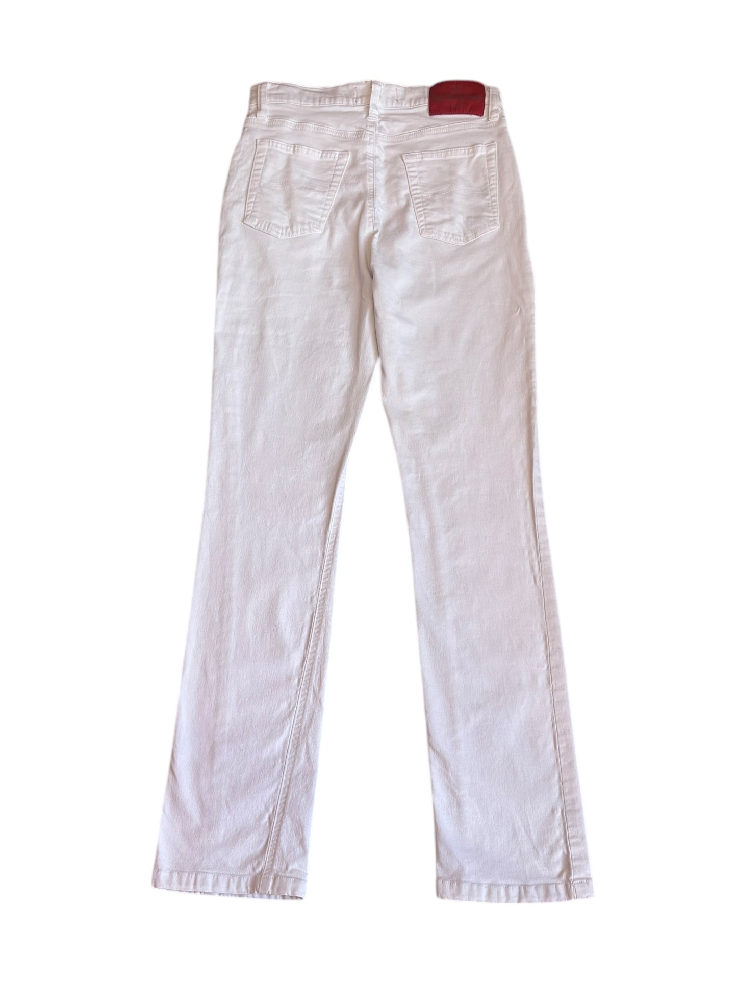 Back flat lay of Valentino slim jeans showing full leg and fit