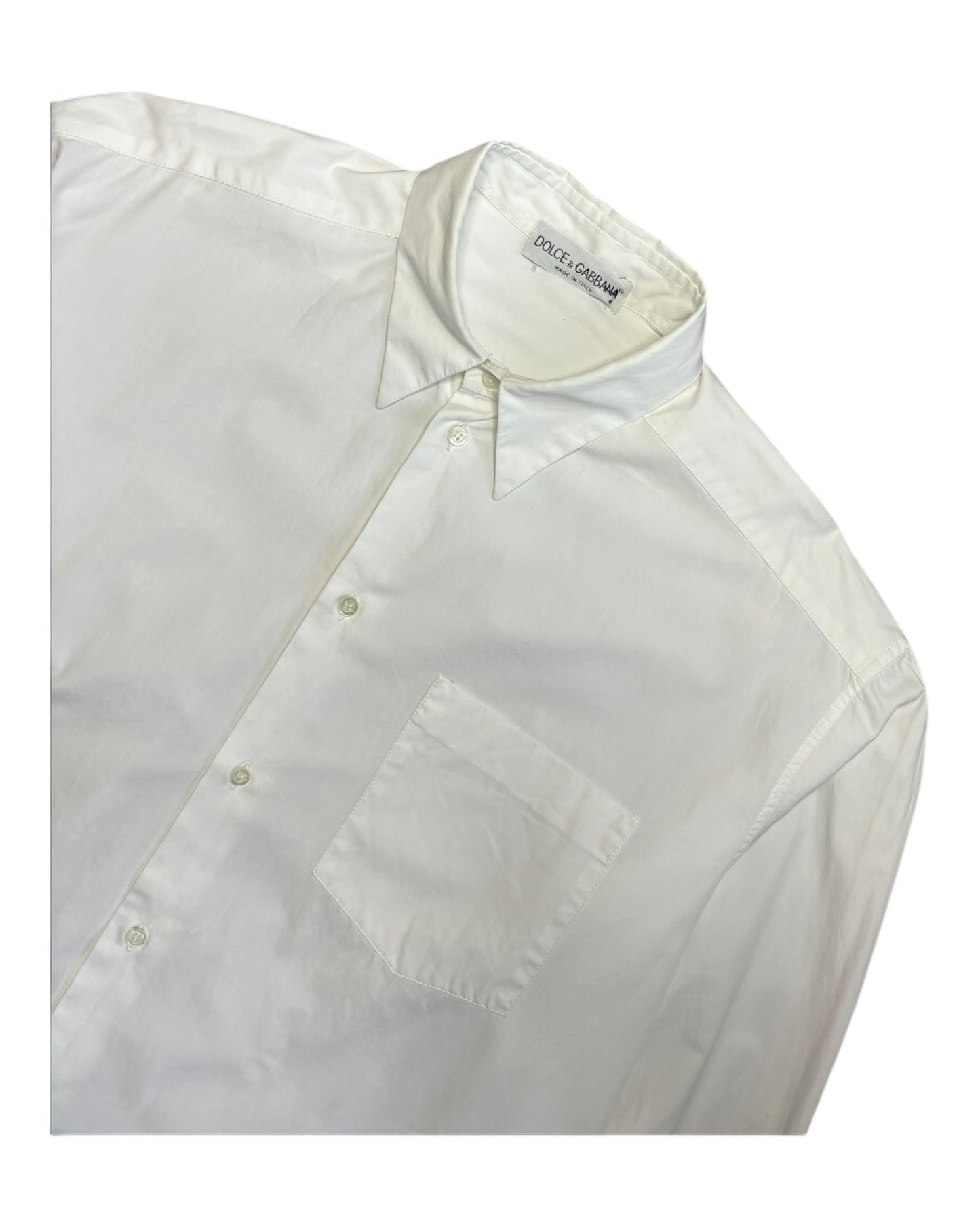 Close-up of 1990s Dolce & Gabbana shirt collar – vintage Italian designer menswear