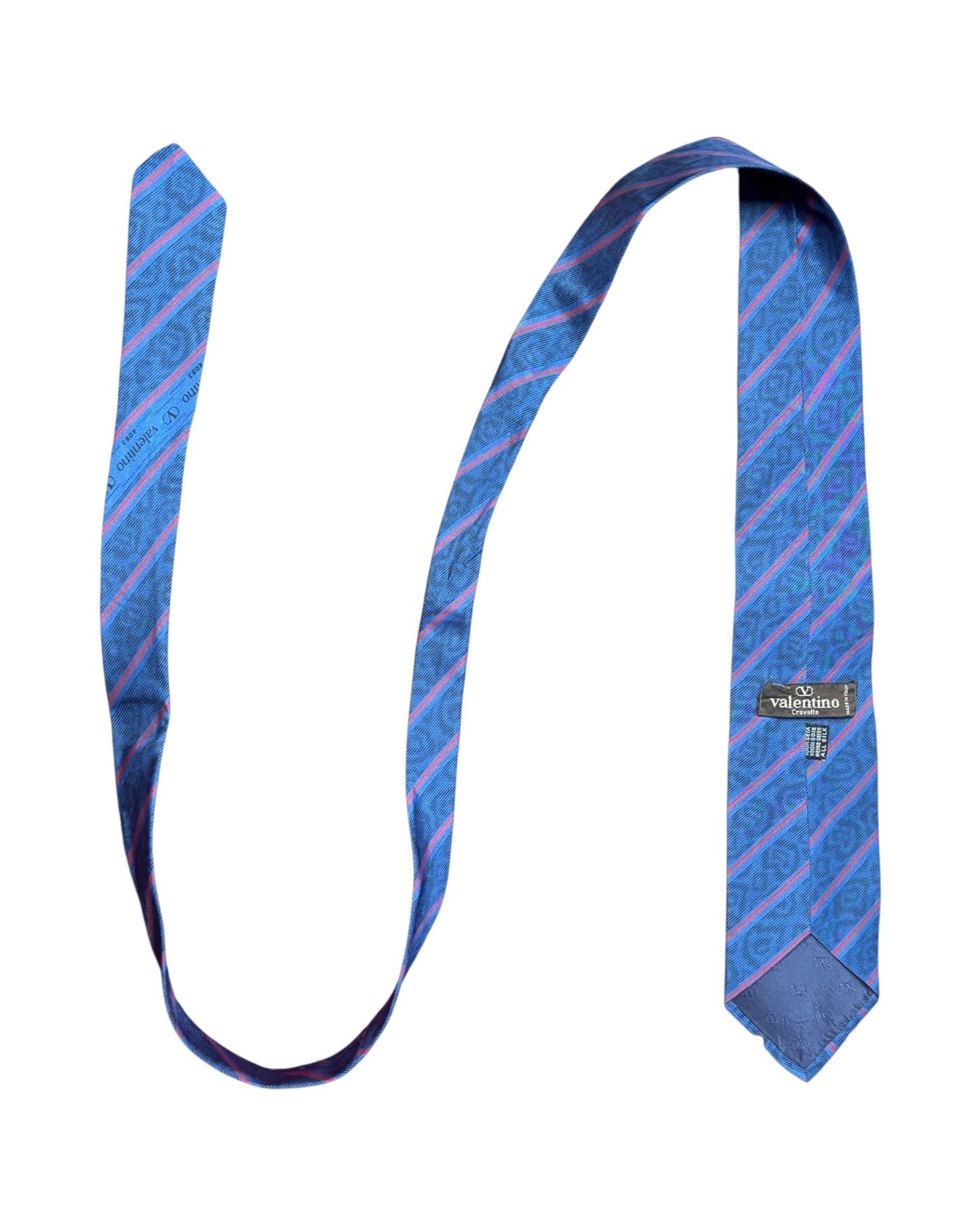 Blue Diagonal Stripe Silk Necktie