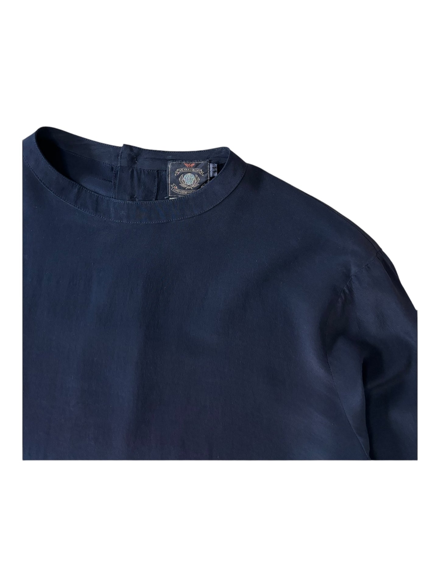 Dark Navy Silk Blouse (S/M)