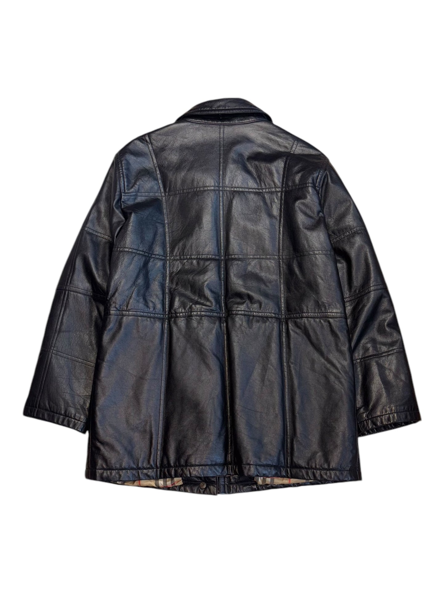 Vintage Burberry leather jacket, soft brown leather, classic luxury outerwear,