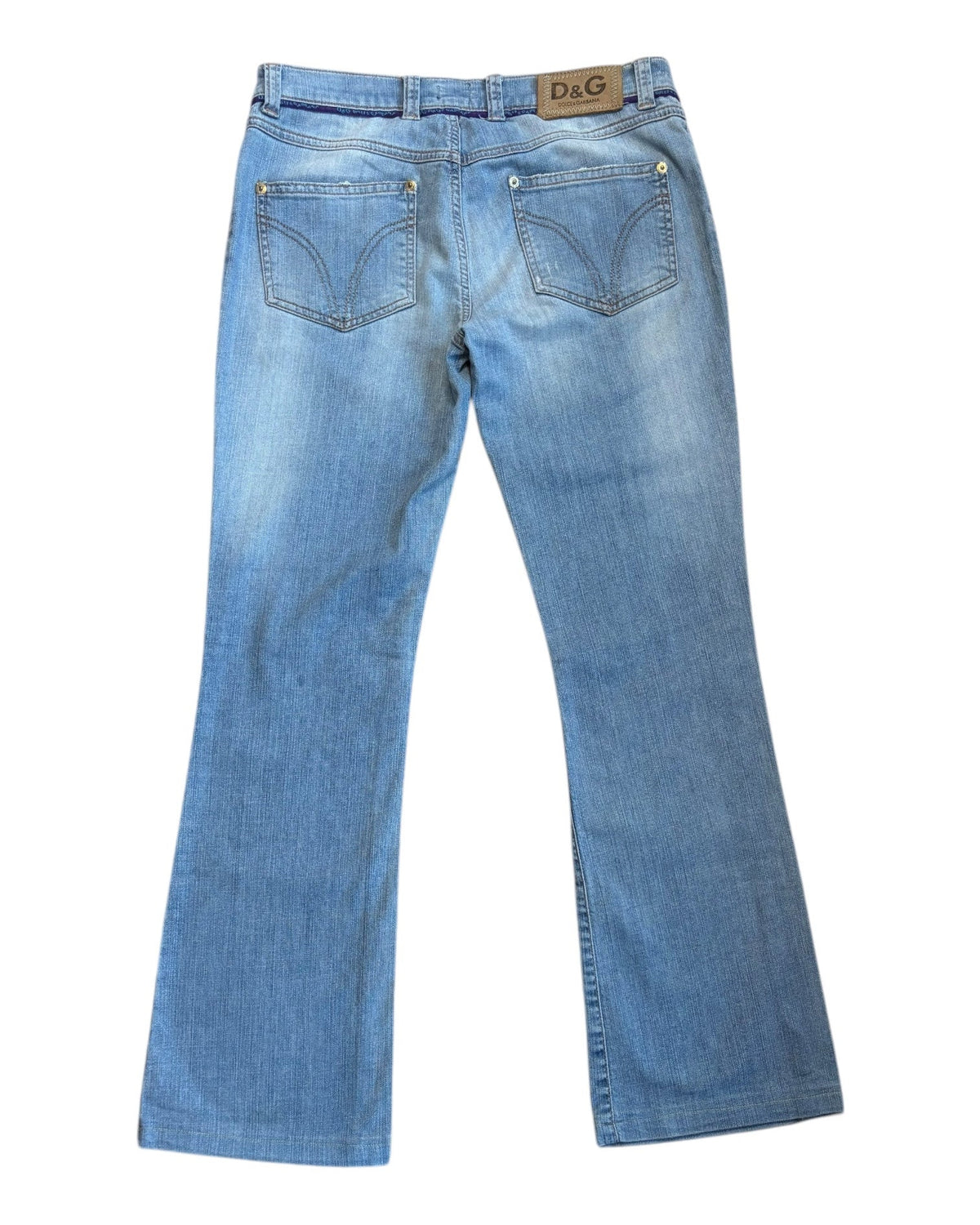 Back view of early 2000s Dolce & Gabbana jeans with faded wash