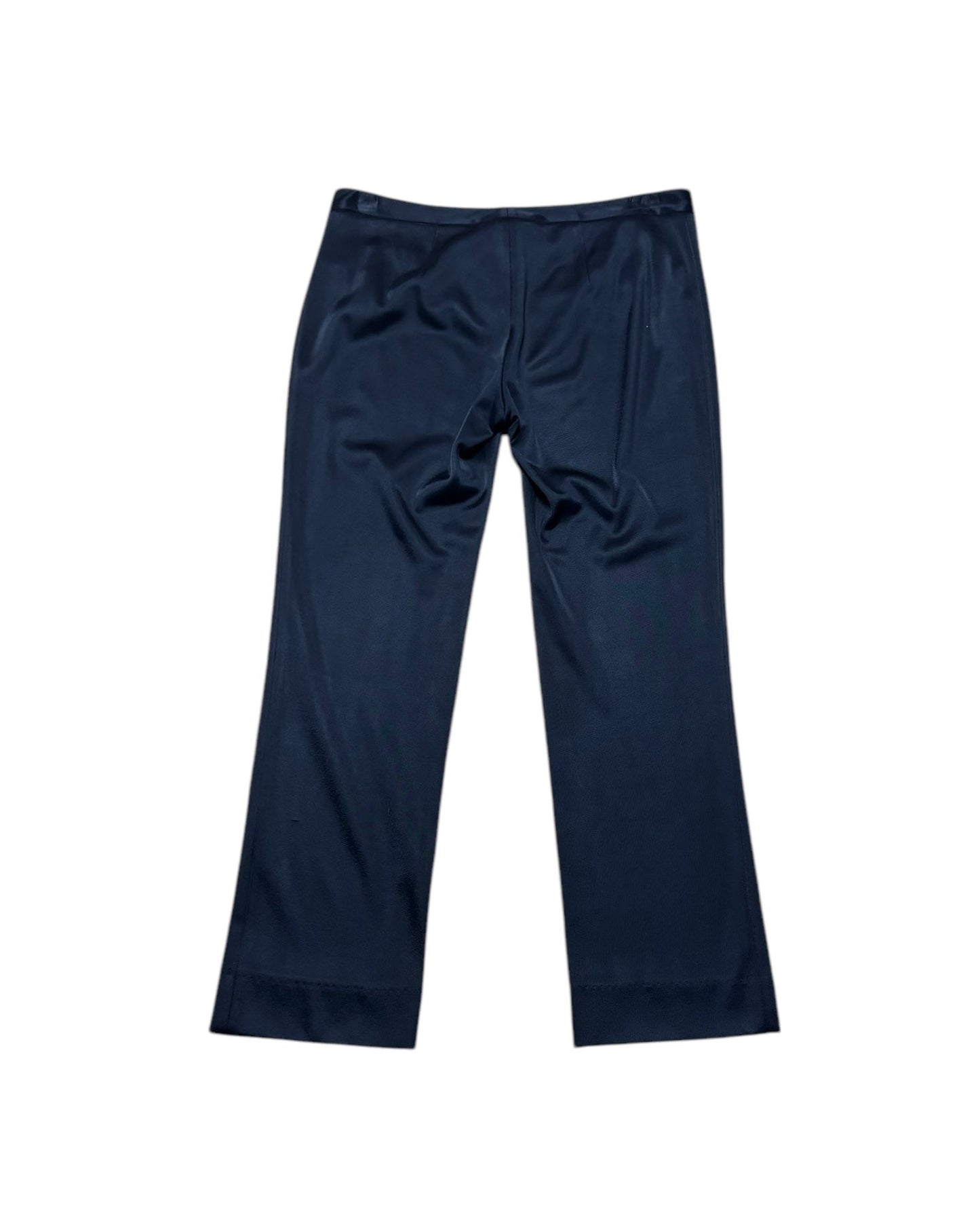 Back view flat lay of Blumarine navy cropped pants with tailored darts