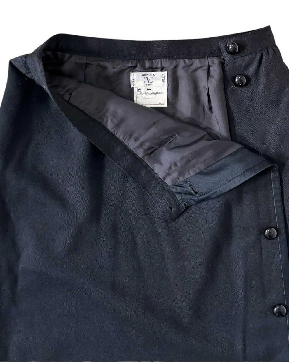 Close-up of a vintage black valentino skirt