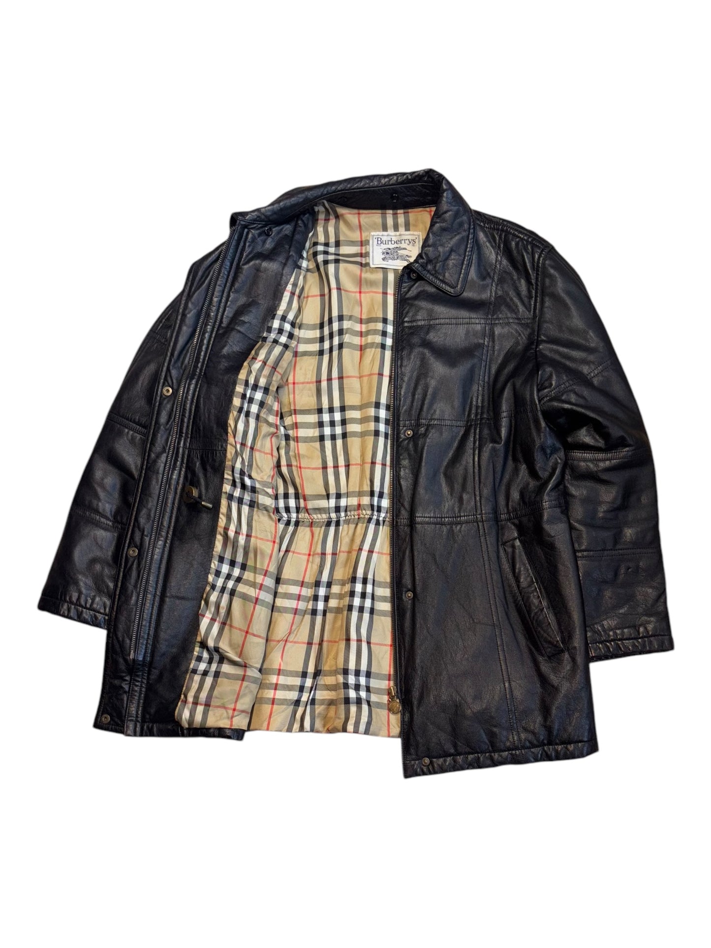 Vintage Burberry leather jacket, soft brown leather, classic luxury outerwear,