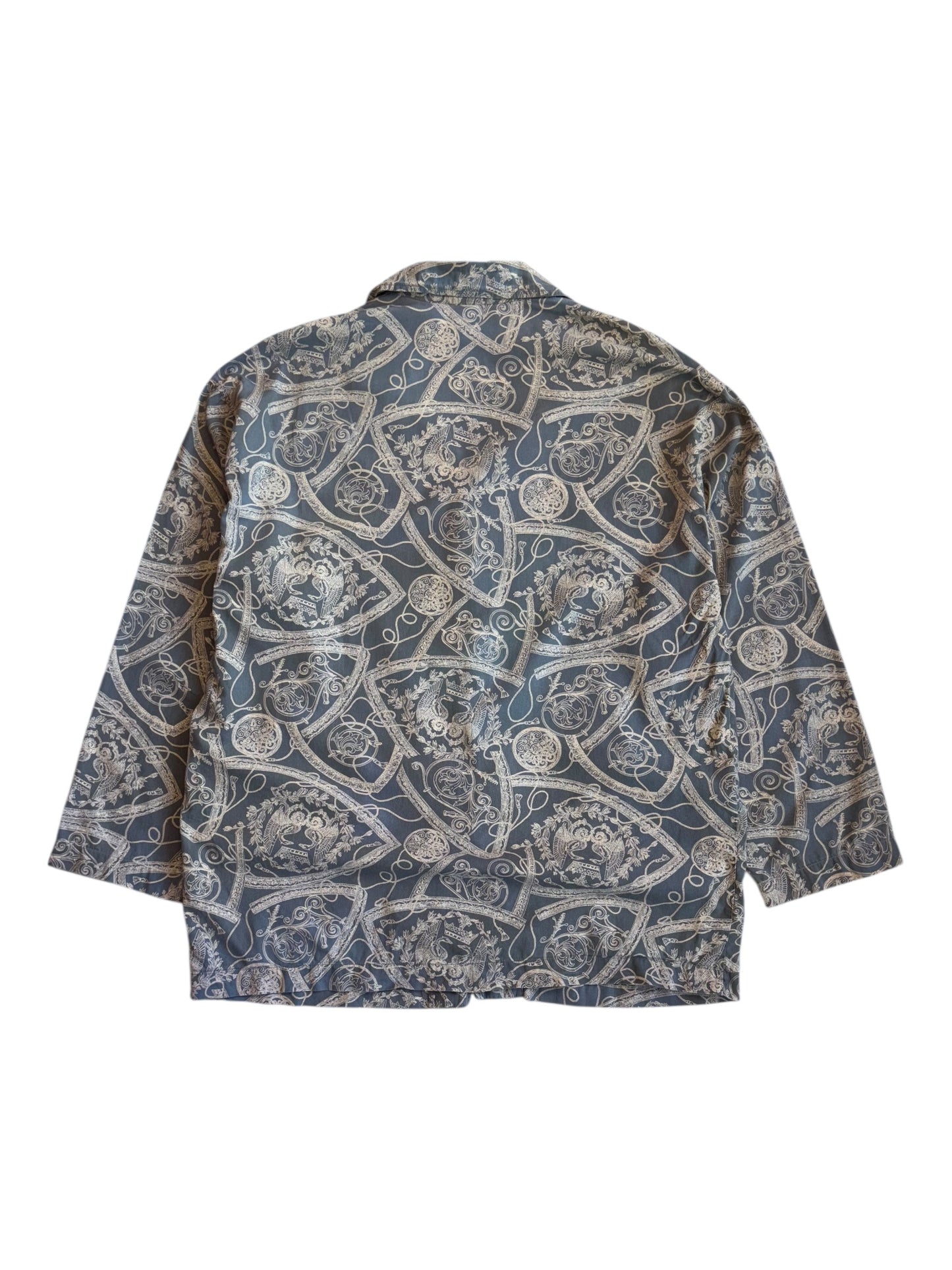 Back view of relaxed fit Valentino lounge shirt in printed fabric
