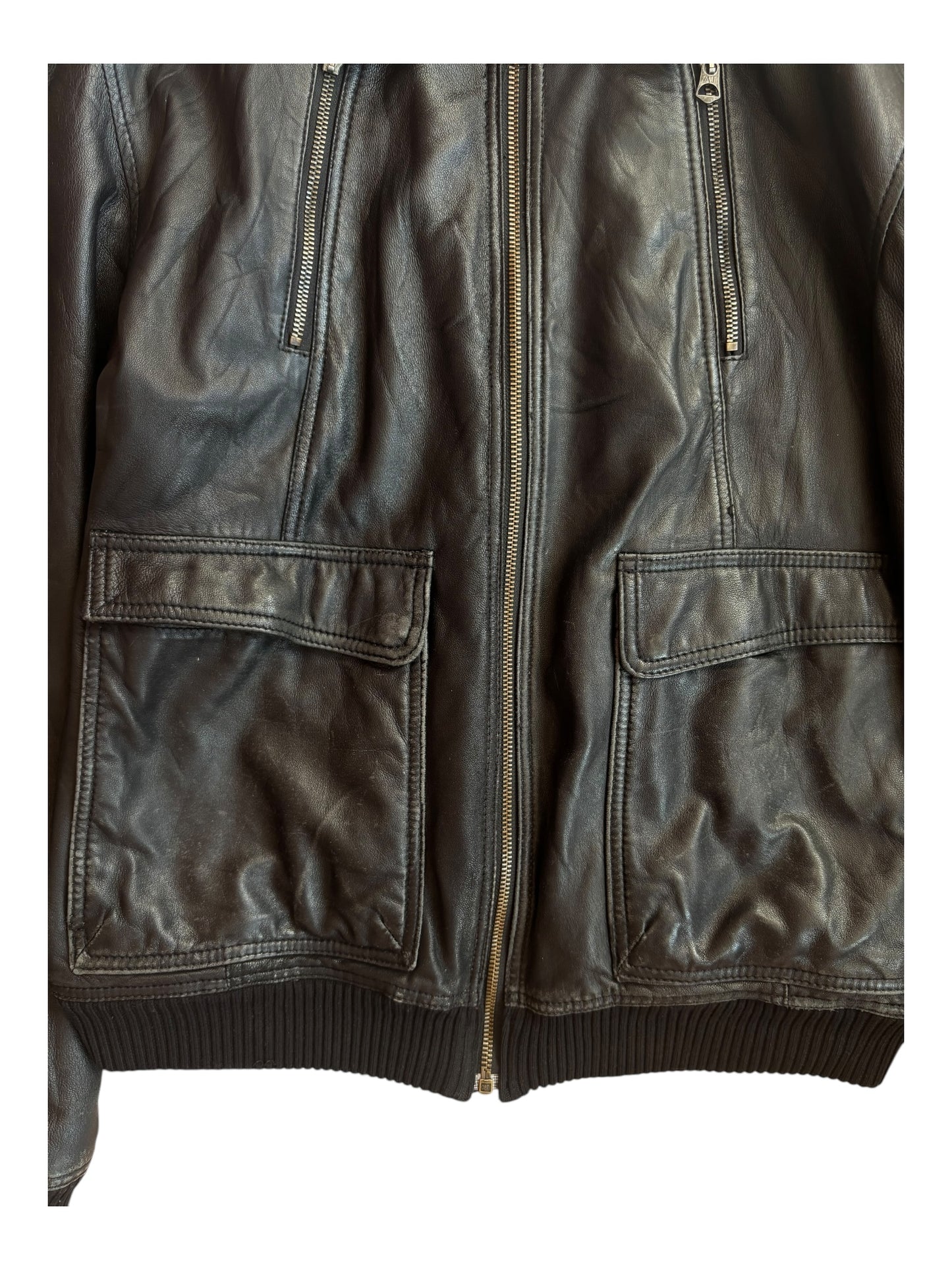 Vintage Giorgio Armani leather jacket in black, designer Italian menswear