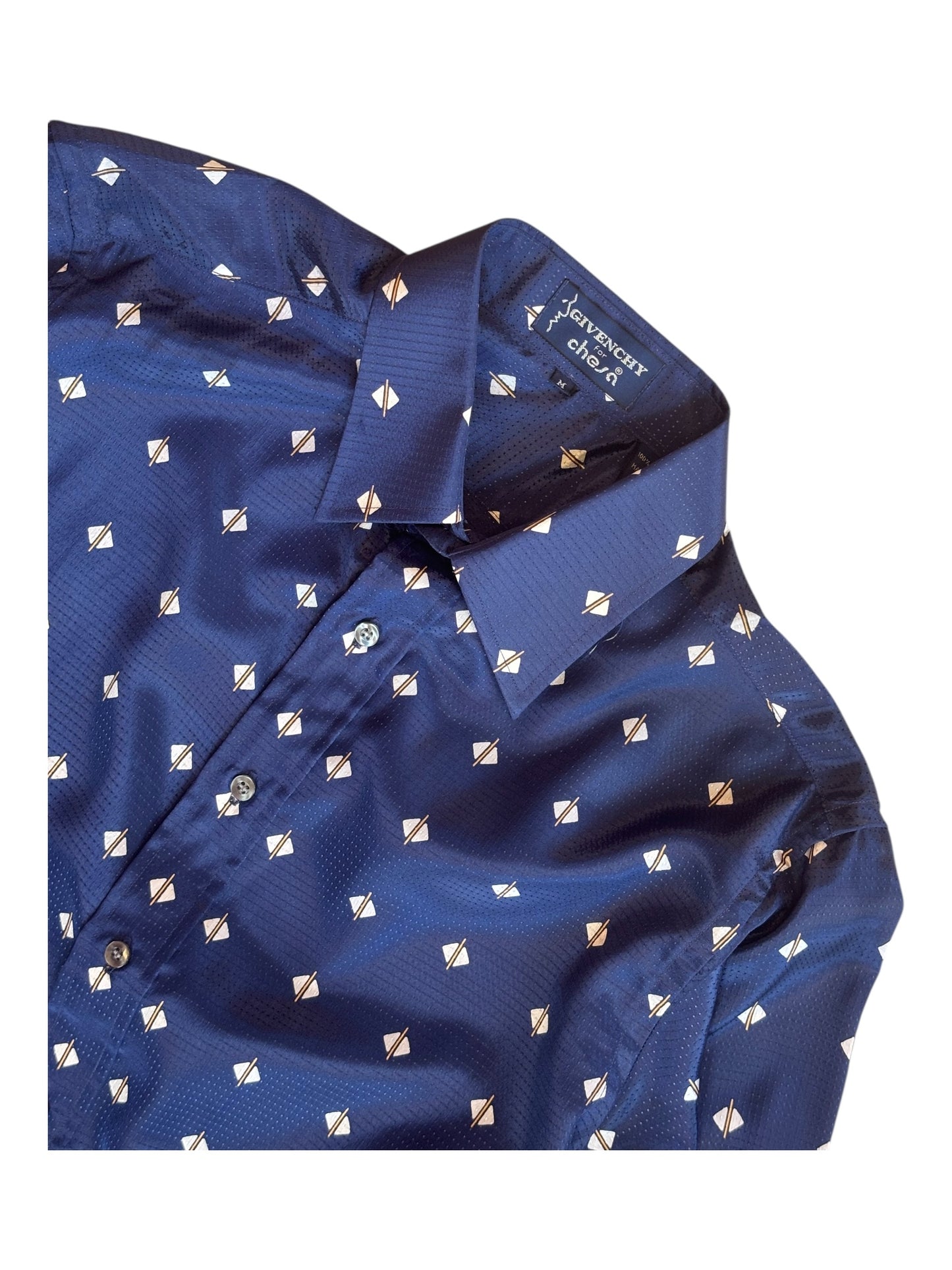 Close-up of vintage Givenchy for Chesa geometric print fabric