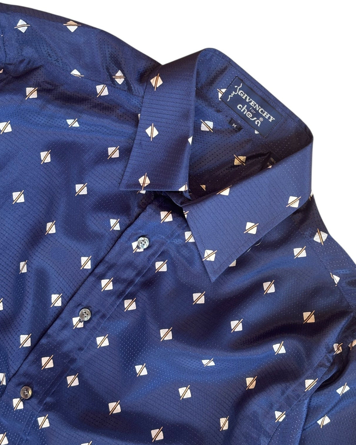 Close-up of vintage Givenchy for Chesa geometric print fabric