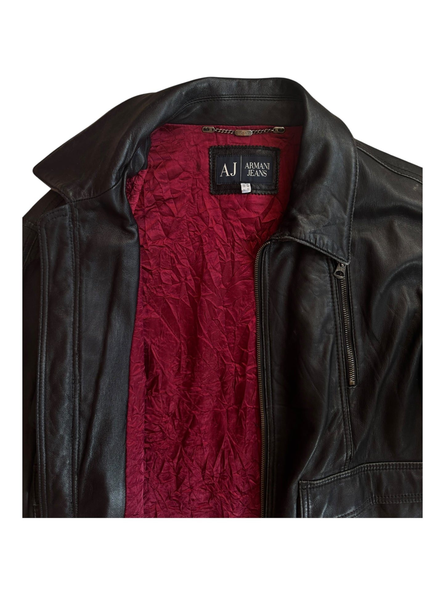Vintage Giorgio Armani leather jacket in black, designer Italian menswear