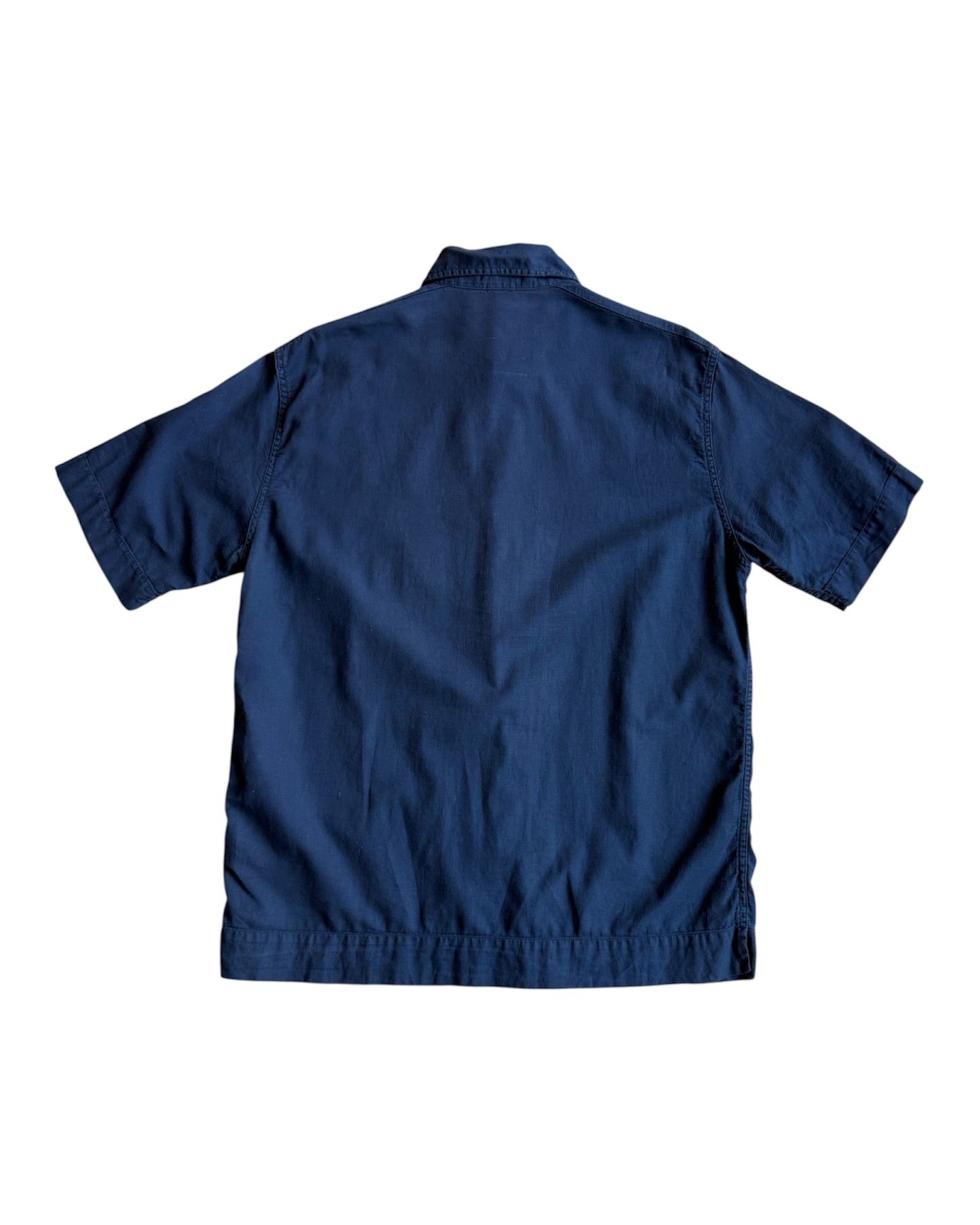 Back view of early 2000s Stone Island navy shirt with boxy cut