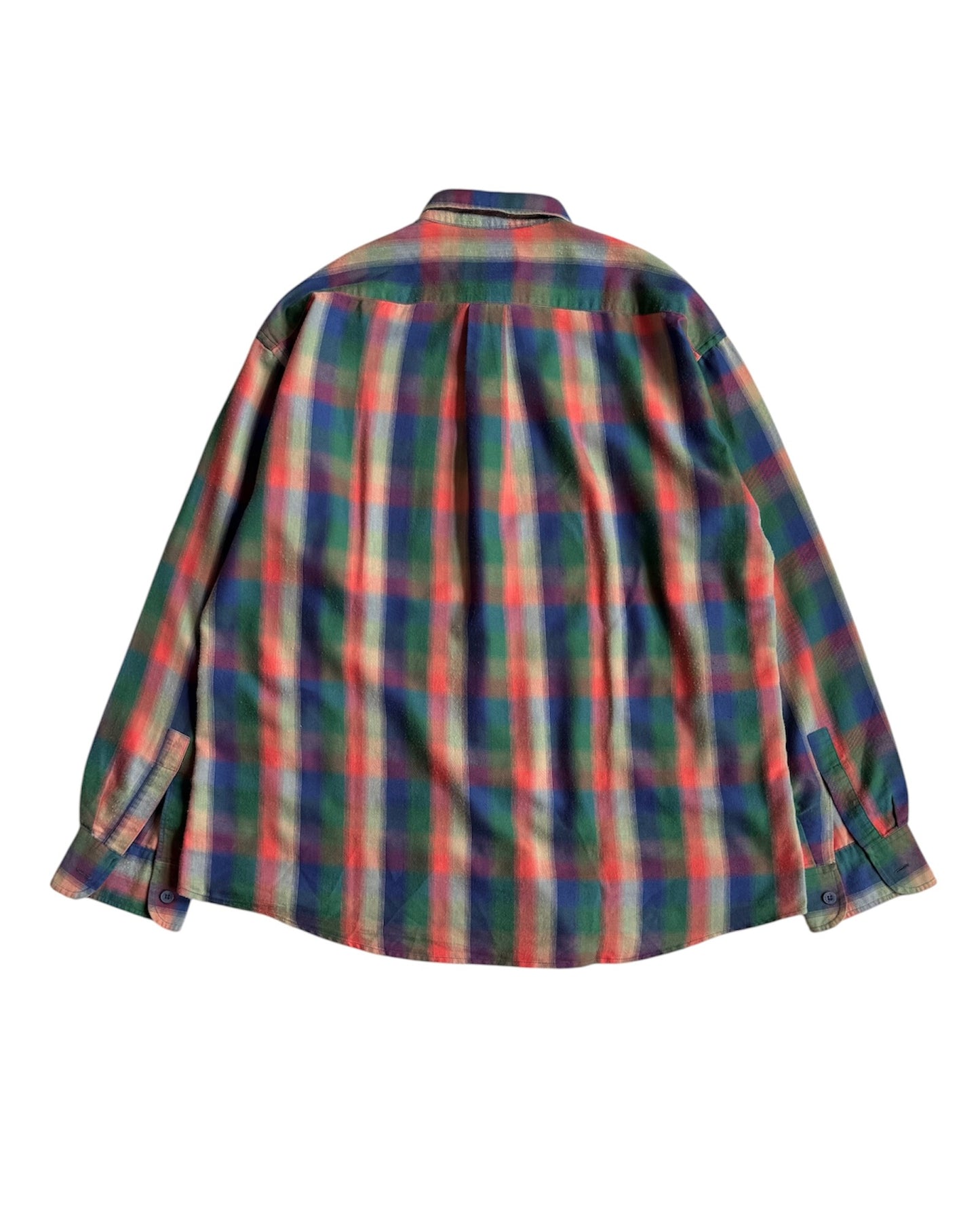 Back of Missoni Sport plaid cotton shirt with relaxed fit and curved hem