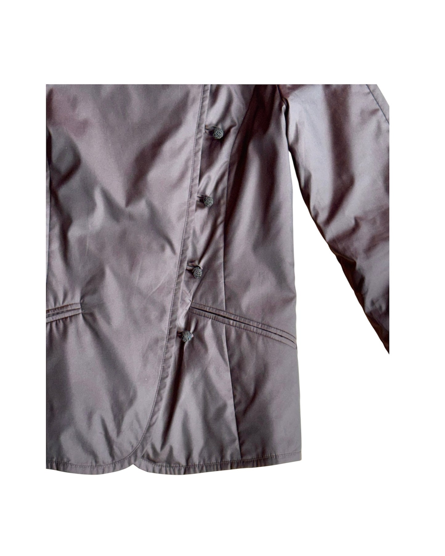 Close-up of fabric texture and front closure