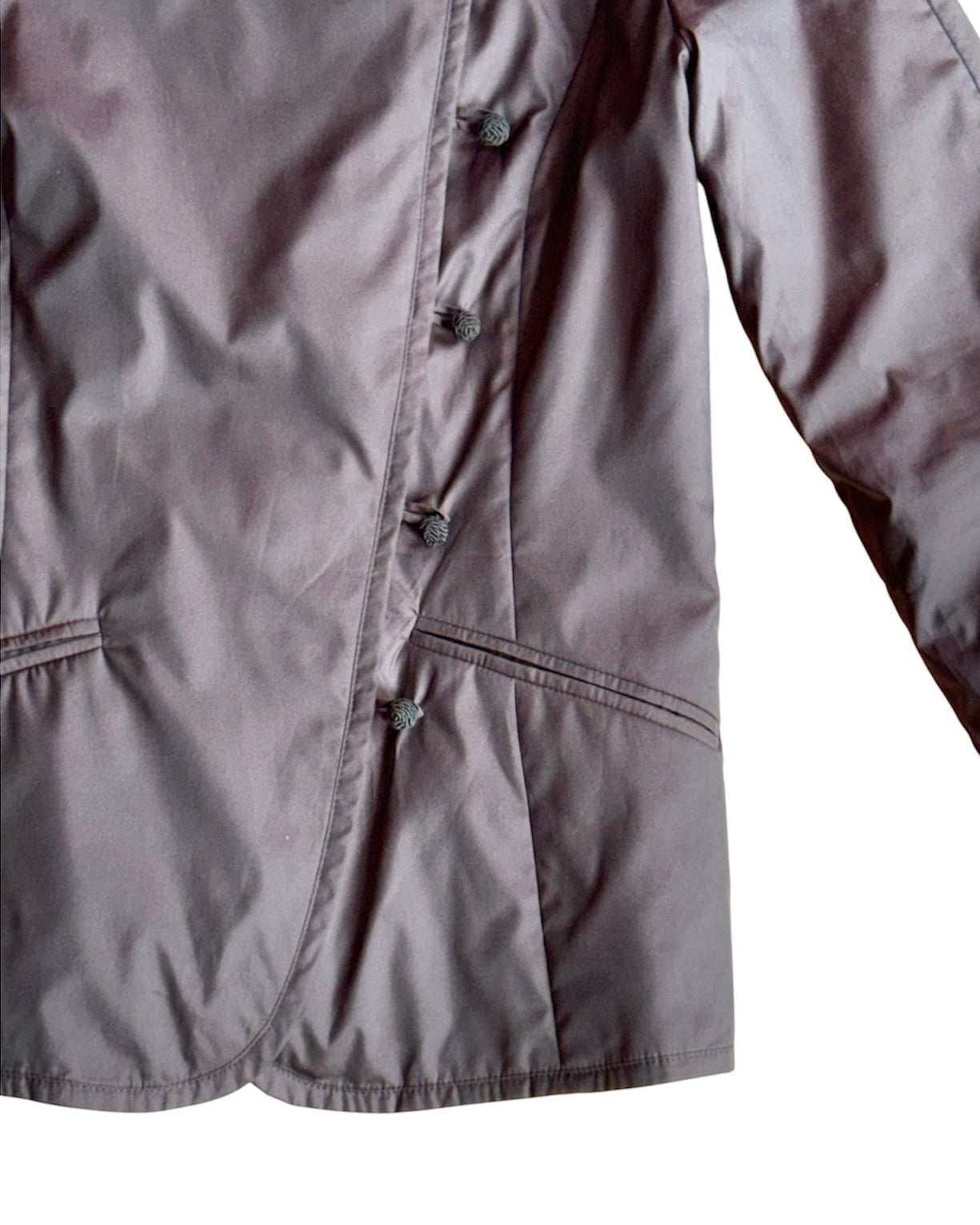 Close-up of fabric texture and front closure
