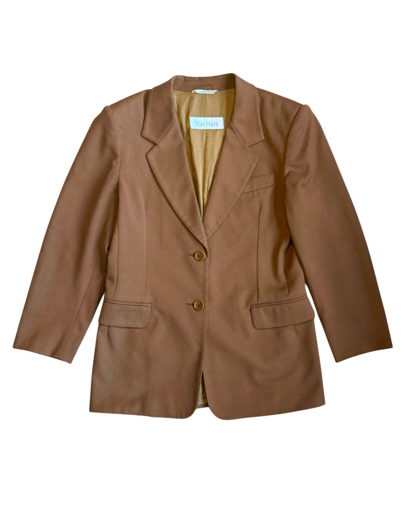 Vintage MaxMara camel cashmere blazer – full front view size S
