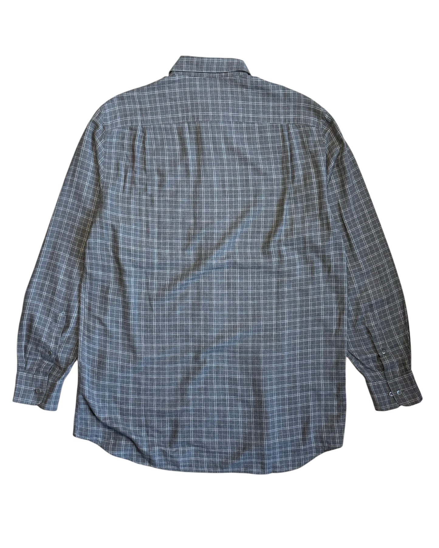 Grey plaid shirt on a white background