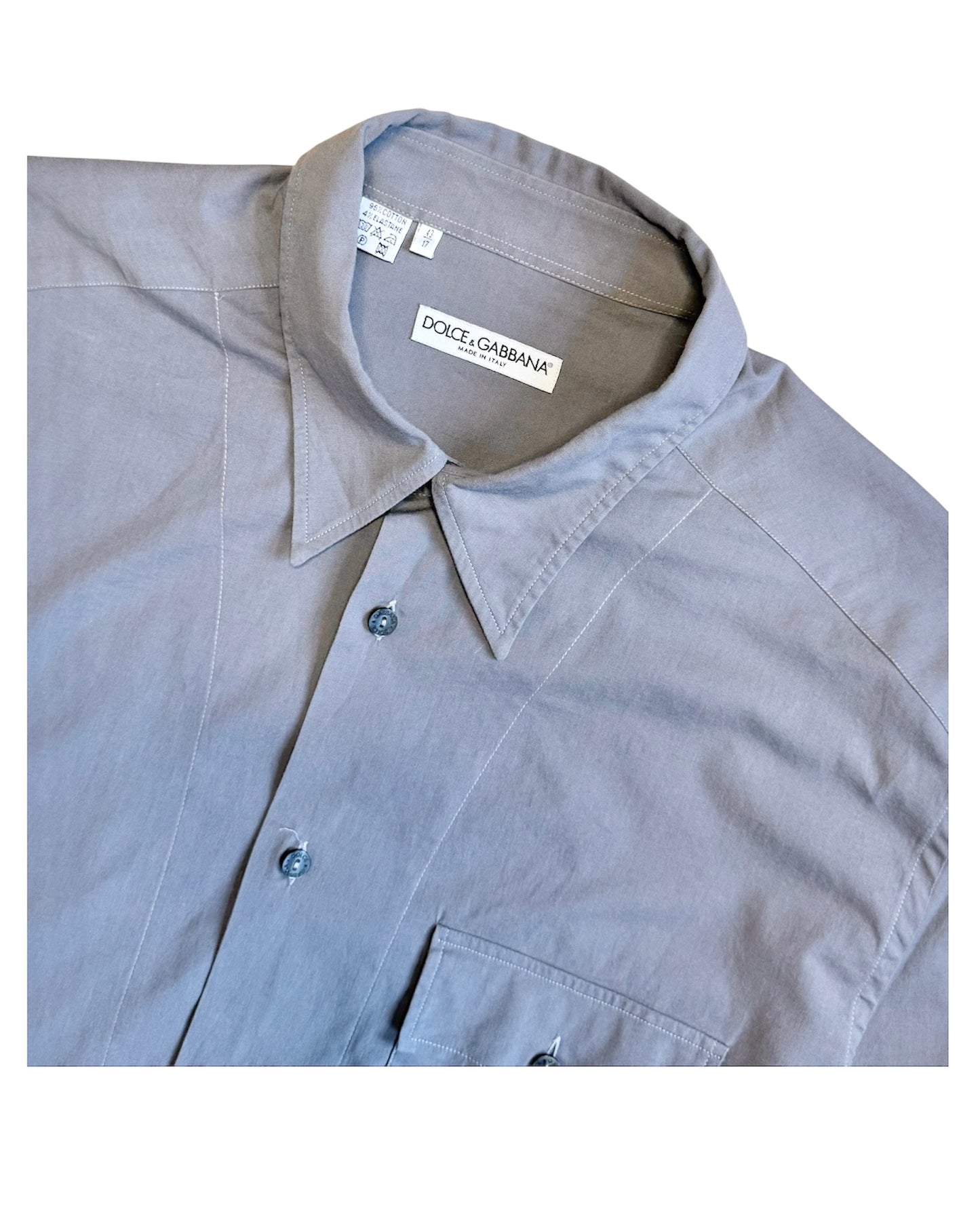 Dolce & Gabbana vintage grey cotton shirt – front view size 43