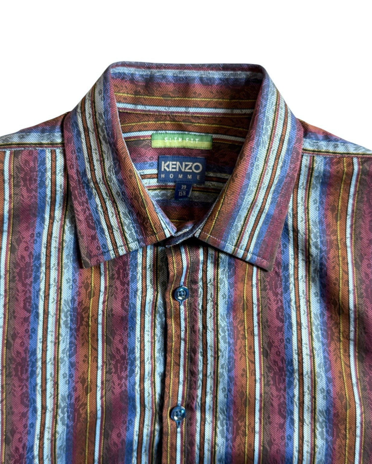 Striped shirt with a Kenzo label on a white background