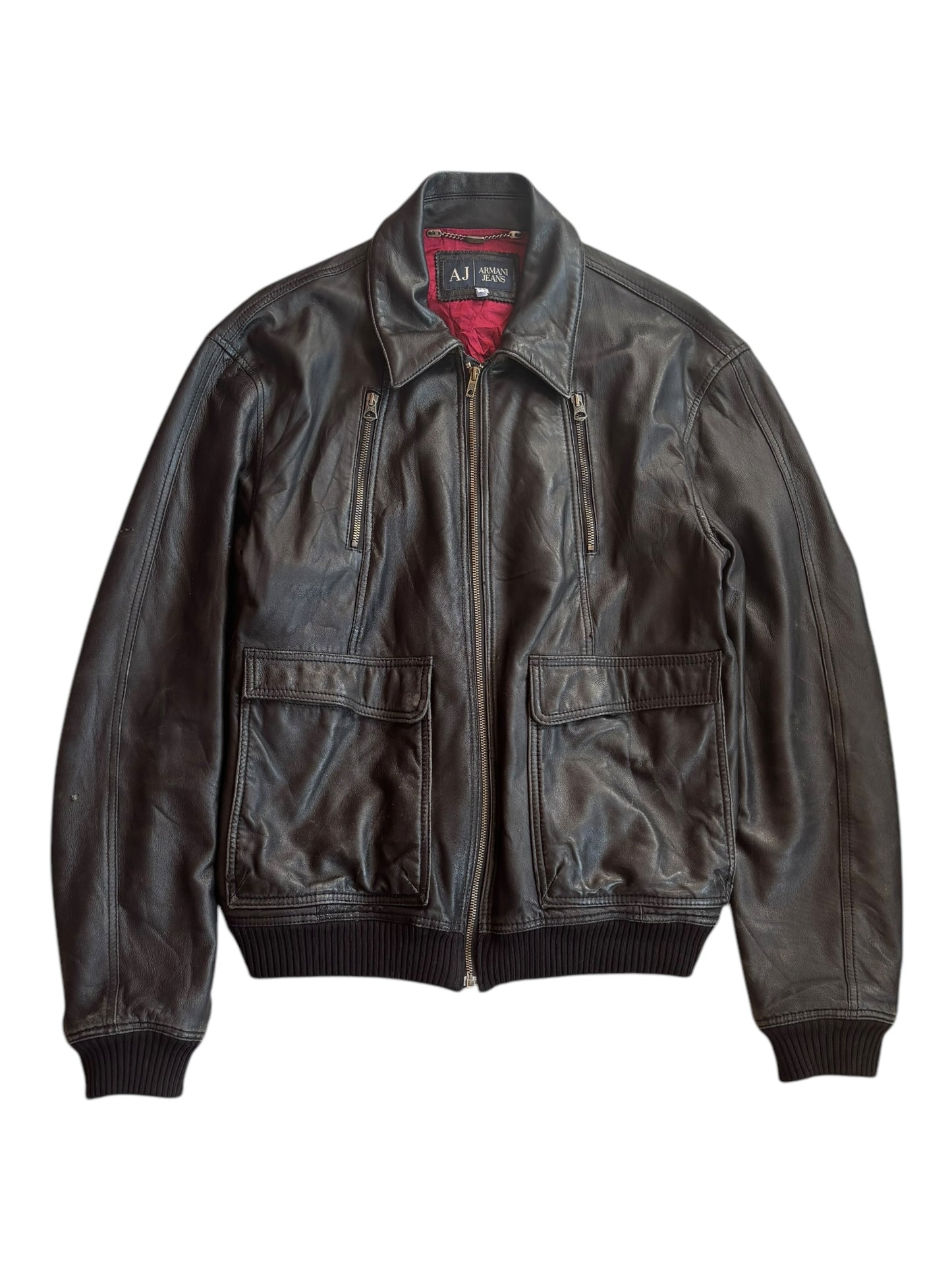 Vintage Giorgio Armani leather jacket in black, designer Italian menswear