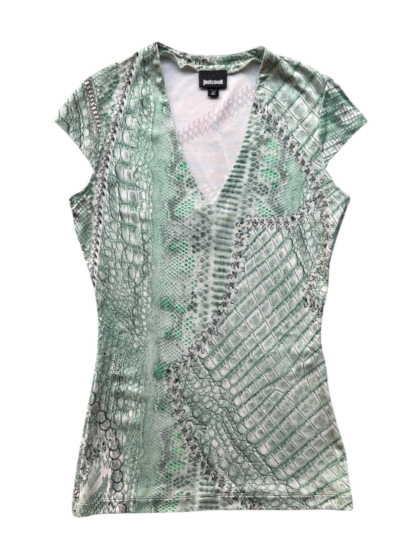 Vintage Just Cavalli snake print top, Y2K fashion