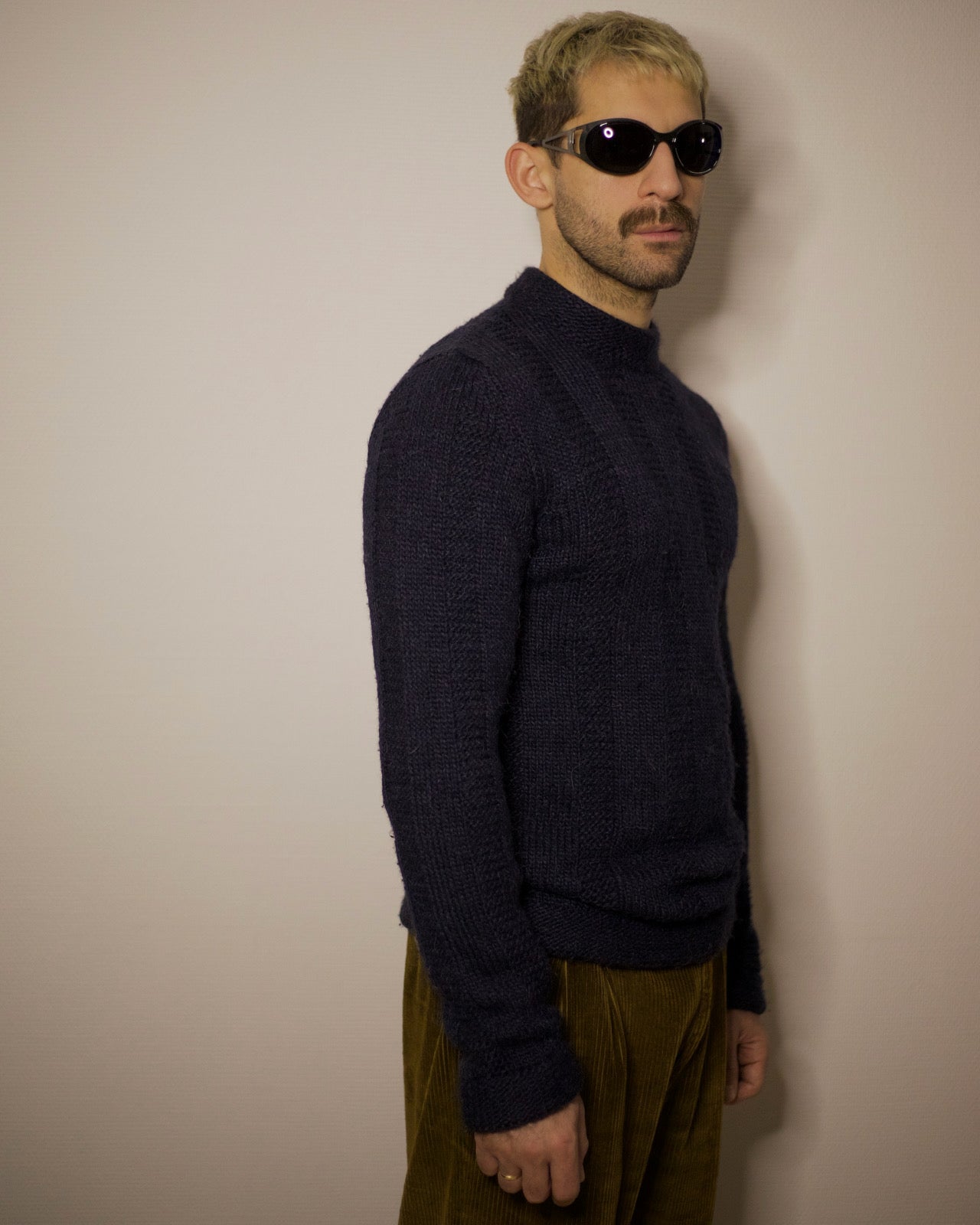 Wool Blend Neck Zip Knit (M)