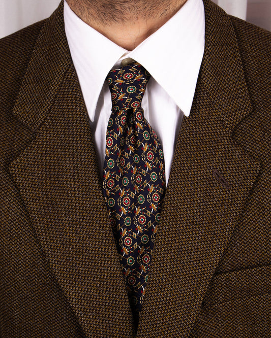 Geometric Pattern Silk Necktie