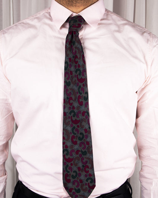 Geometric Pattern Silk Necktie
