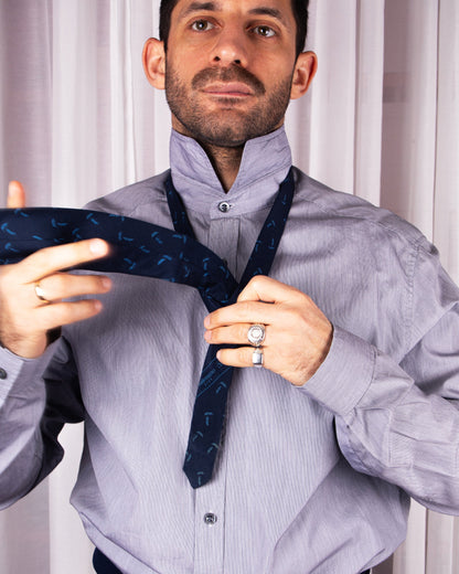 Navy Motif Silk Necktie