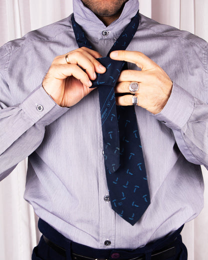 Navy Motif Silk Necktie