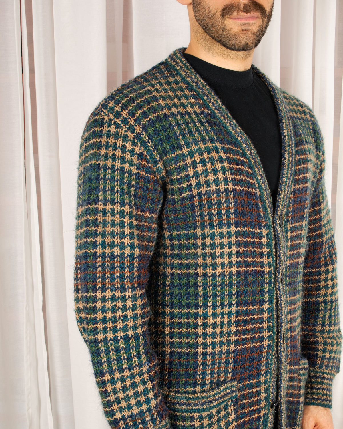 Plaid Knit Cardigan (M)