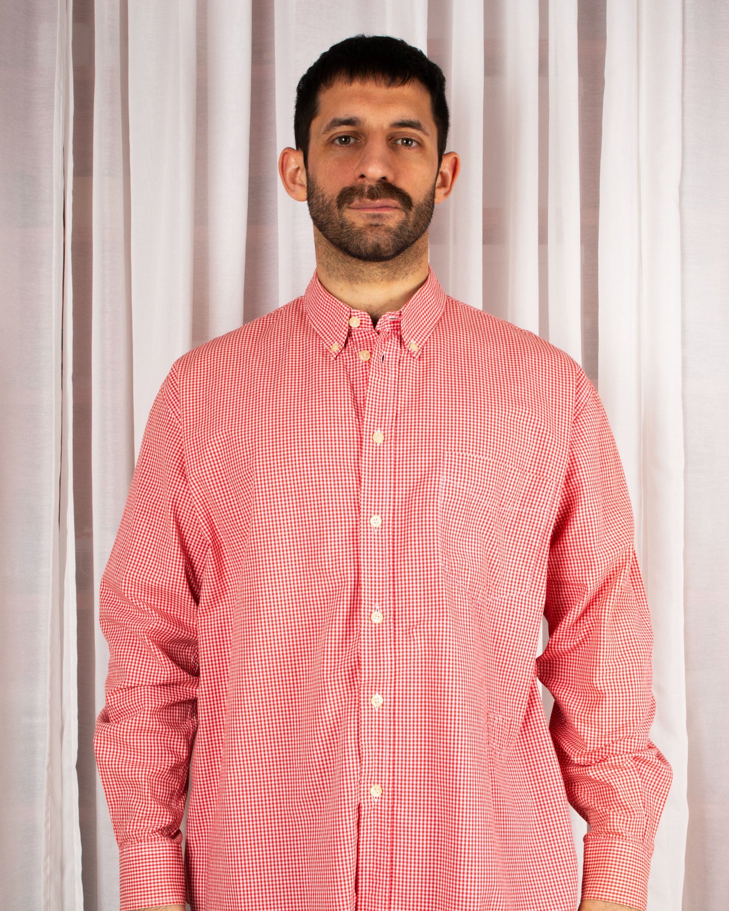 Gingham Check Button Down Shirt (L)