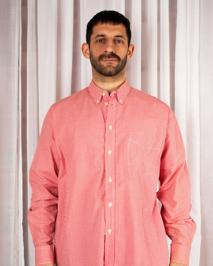 Gingham Check Button Down Shirt (L)