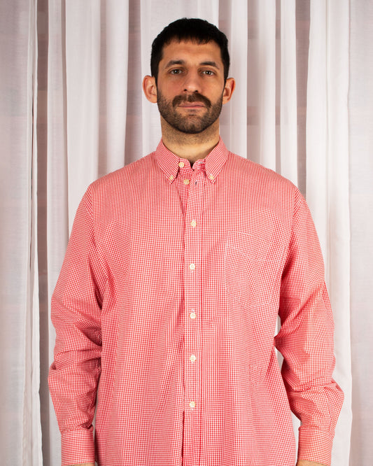 Gingham Check Button Down Shirt (L)
