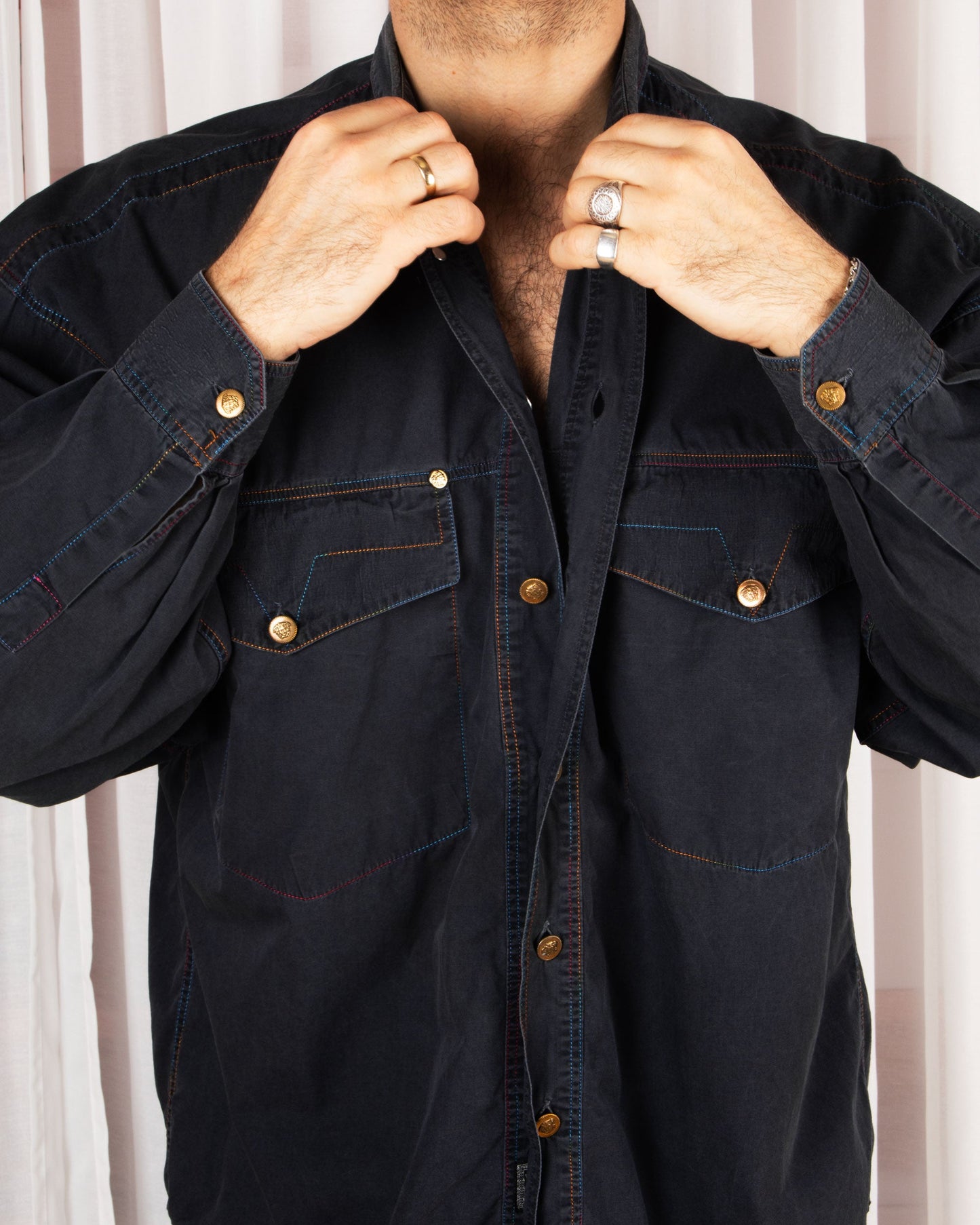Dark Denim Button Shirt (M)