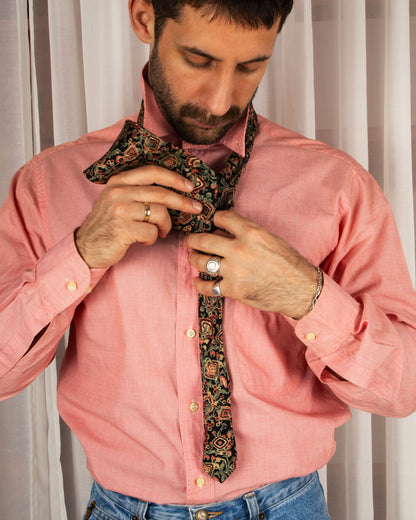 Navy Pattern Silk Necktie