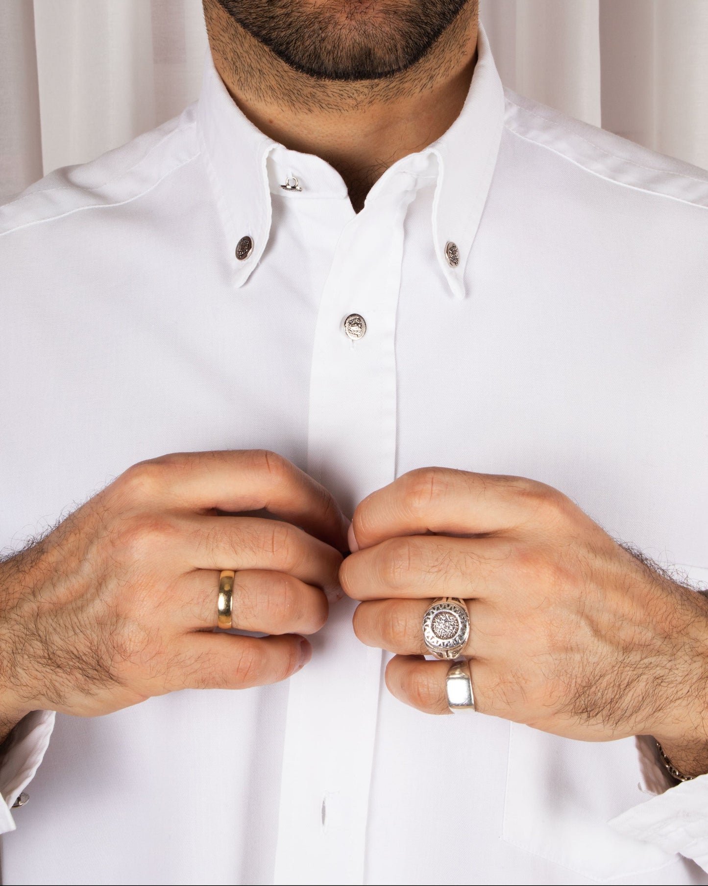 White Cotton Button-Down Shirt (M)
