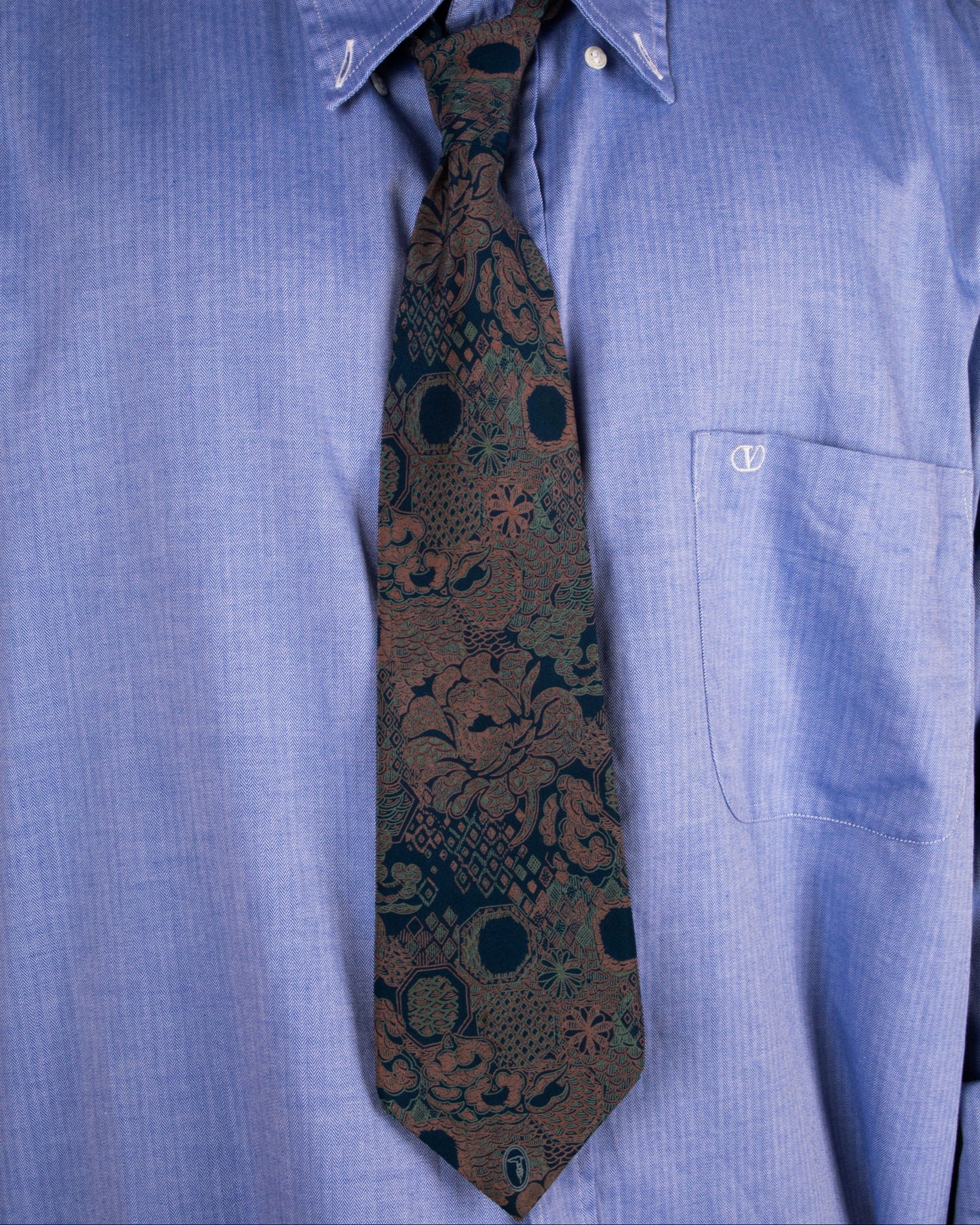 Navy Floral Jacquard Silk Necktie