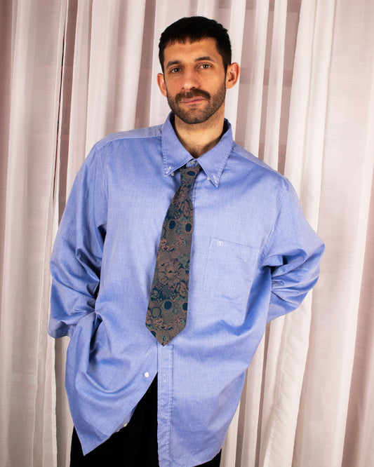Navy Floral Jacquard Silk Necktie